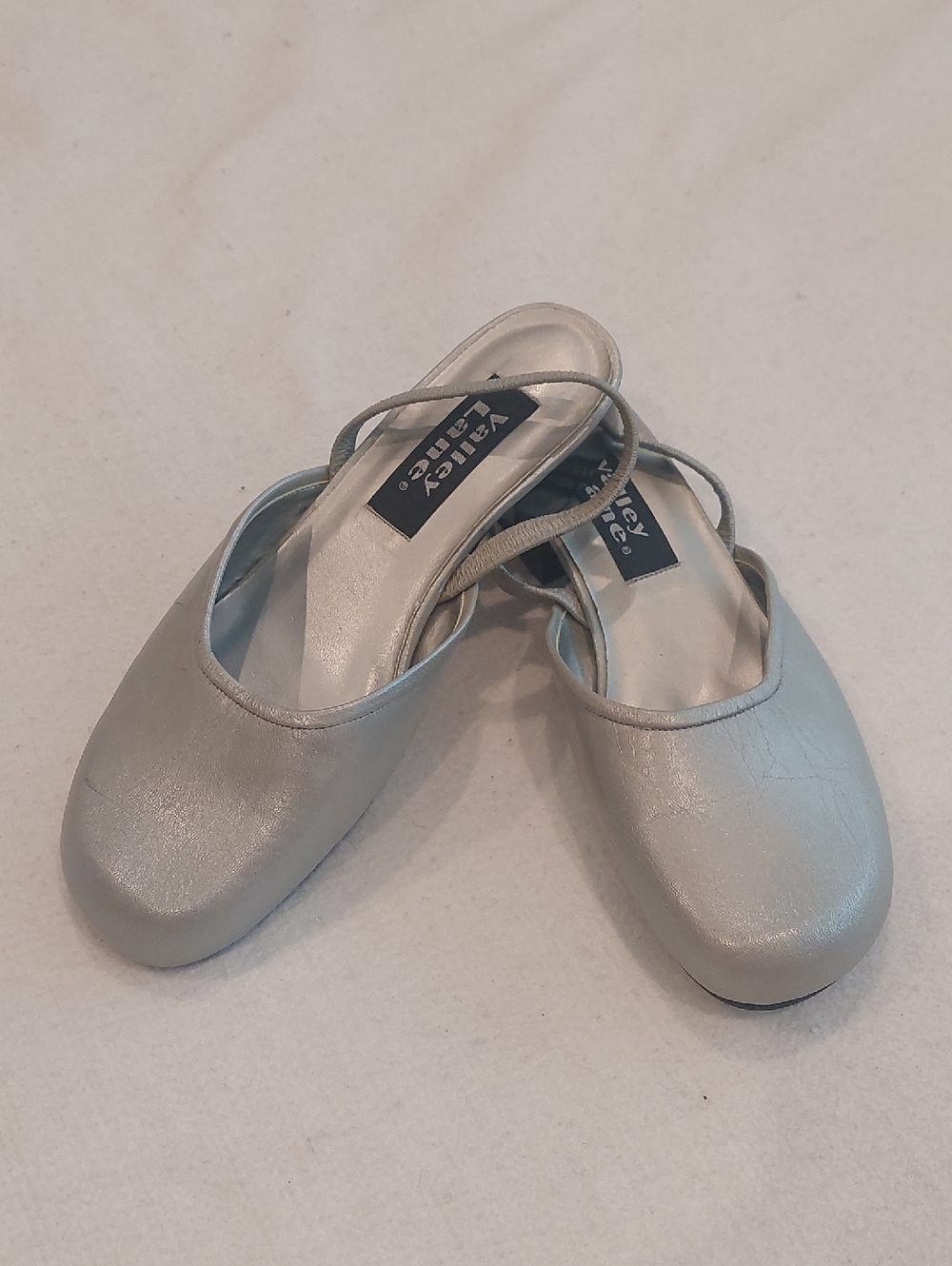 VALLEY LANE Silver Square Toe Slingback Learther Shoes NWOT